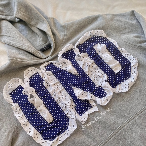 University of Notre Dame hand sewn lace polka dot hoodie - Picture 9 of 9